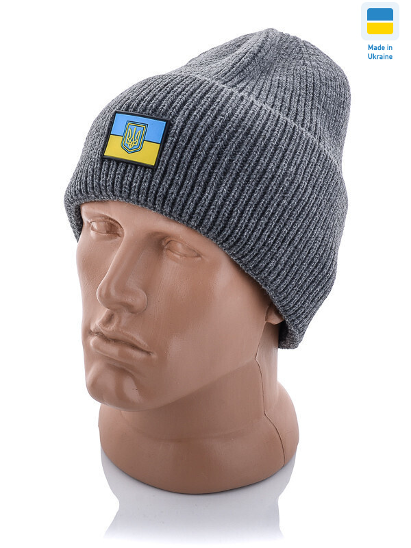 Шапка чол. на флісі з прапором України сірий, 5 (One size), <strong>135</strong>, зима