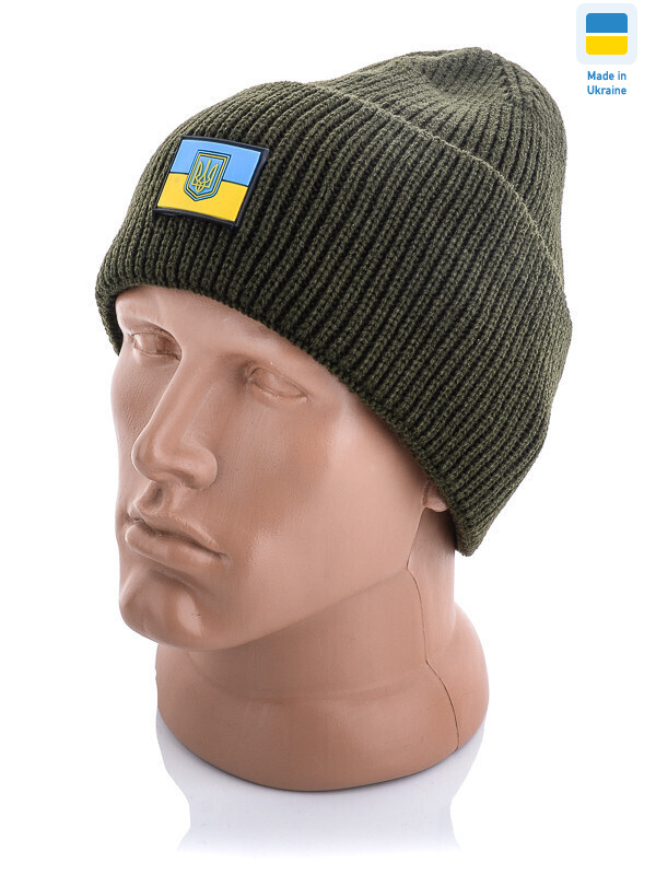 Шапка чол. на флісі з прапором України зелений, 5 (One size), <strong>135</strong>, зима