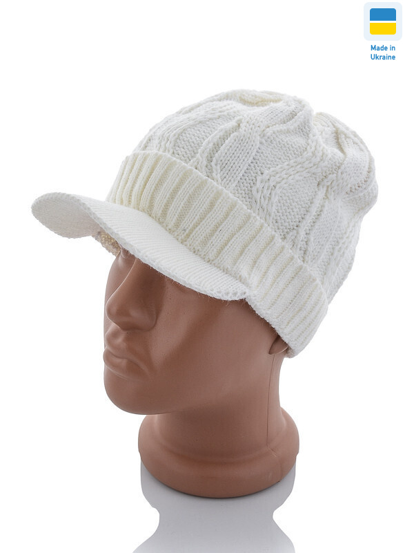 Шапка з козирком смужка флісу білий, 2 (One size), <strong>60</strong>, зима