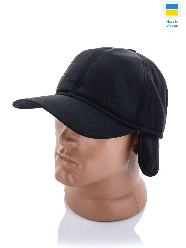 Кепка чол.плащівка з вухами чорний, 5 (56-60), <strong>195</strong>, зима