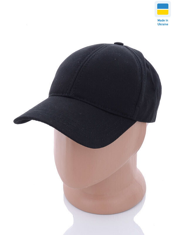 Бейсболка котон однотон чорний, 3 (One size), <strong>165</strong>, демісезон