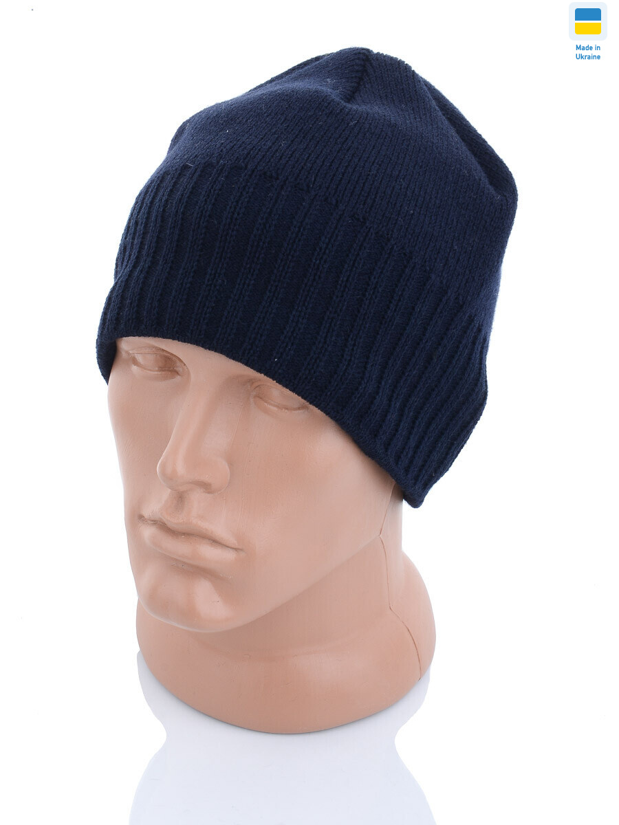 Шапка резинка по низу на флісі 001-3 синій, 5 (One size), <strong>70</strong>, зима