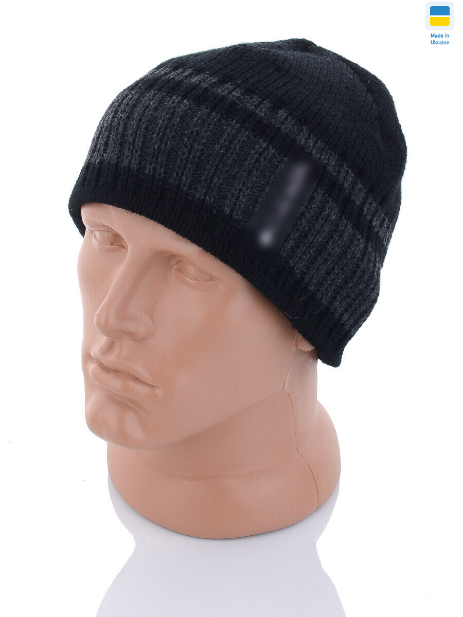 Шапка з вишивкою подвійна смужка на флісі, 5 (One size), <strong>75</strong>, зима