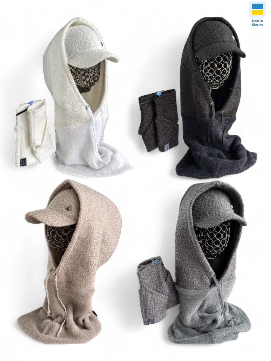 0446 капюшон-бейсболка-мітенки mix, 4 (52-62), <strong>825</strong>, зима