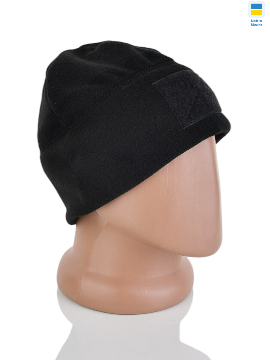 Шапка фліс з липучкою чорний (56р), 5 (One size), <strong>85</strong>, зима