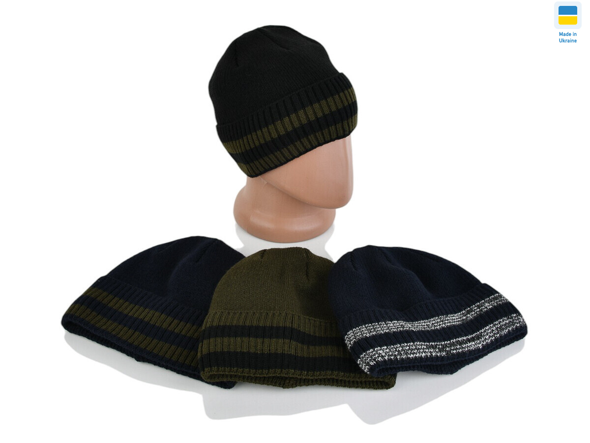 Шапка з відворотом смужка на флісі mix (44р), 5 (One size), <strong>88</strong>, зима