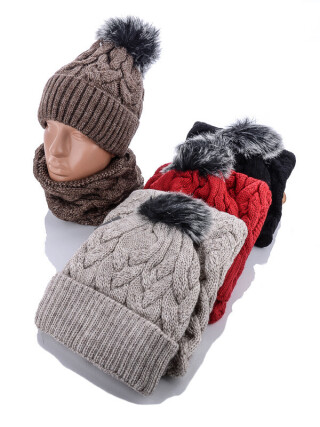 Комплект жіночих шапок та баф. mix, 2 (One-size), <strong>195</strong>, зима