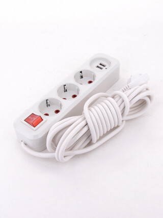 P90402 Подовжувач 3гнізда, USB, 4,8м., 60, <strong>4.55</strong>
