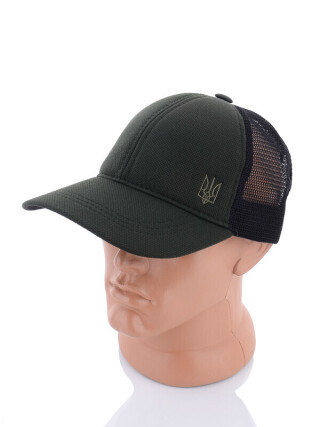 Кепка з вишивкою тризуб та з сіткою зелений, 3 (One size), <strong>165</strong>, літо