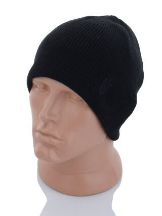 Шапка в'язана з вишивкою тризуб фліс black, 5 (One size), <strong>68</strong>, зима