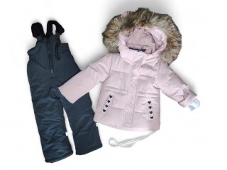 L538 куртка-напівкомбінезон пудра, 5 (74-98), <strong>34.5</strong>, зима